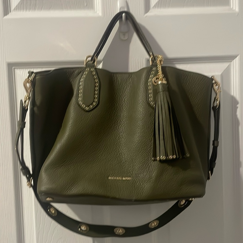 MK Michael Kors navy green medium bag